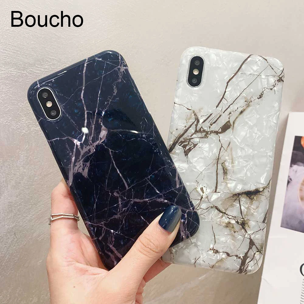 Boucho Phone Case For iphone XS MAX XR X Fashion Conch Shell Colorful Marble Cover 8 7 6 6S Plus 8plus Soft Cases |