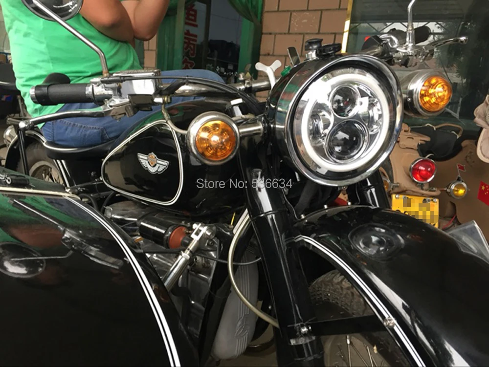 

7 Inch LED Round Projector Headlight Hi/Low Beam with DRL+LED Headlight Mounting Bracket Ring For Electra Glide Ultra Limited