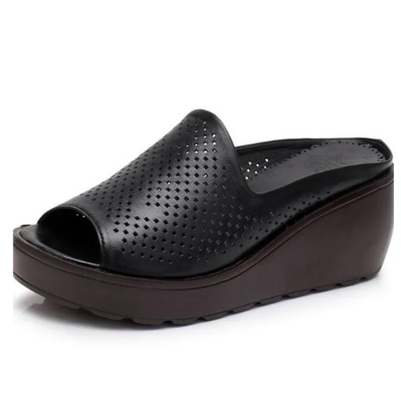 Сандалии ZXRYXGS женские на танкетке натуральная кожа дышащие высокий каблук летняя