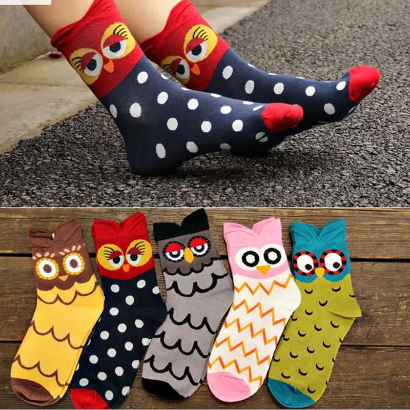 

2016 Kawaii Colorful Owl women girl Socks cute Cotton Casual Socks Clothing fashion Accessories christmas gifts