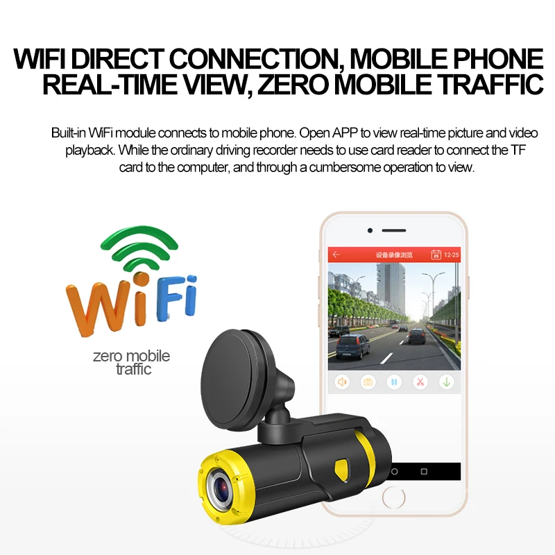 XM Новинка 2017 года Wi-Fi H.265 1080P HD автомобиль тире Камера с батареи цифровой видео