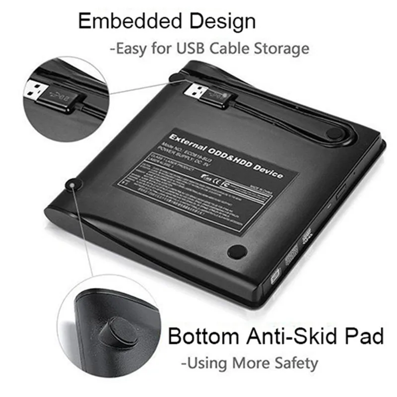 USB 3,0 DVD привод Внешний DVD RW CD Писатель Привод горелки ридер плеер Оптические приводы для портативных ПК