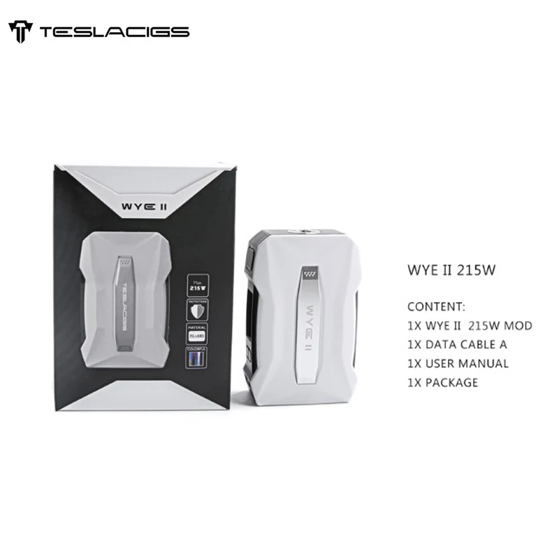 Оригинальный Teslacigs Tesla Wye II 215 W коробка мод питание от Двойной 18650 супер легкий Vape VS