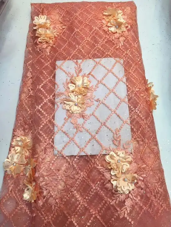 African lace fabric 3028-5 embossed loose gold powder French wedding evening dress high quality tulle | Дом и сад