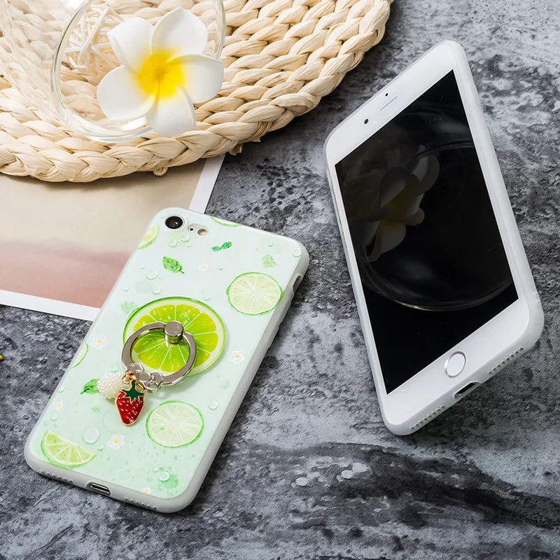 Чехол для телефона Аки iPhone 8 7 6S 6 Plus Летний Фруктовый лимон 3D мягкий рельеф ТПУ