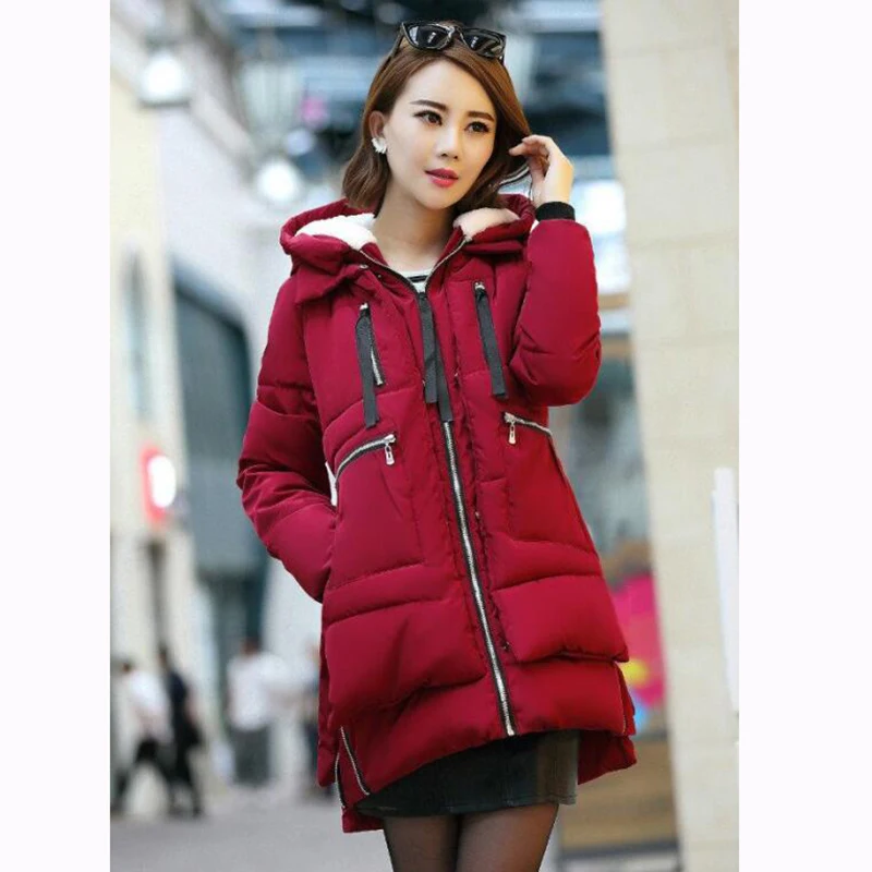 2018 Новая модная женская зимняя хлопковая длинная приталенная Толстая куртка