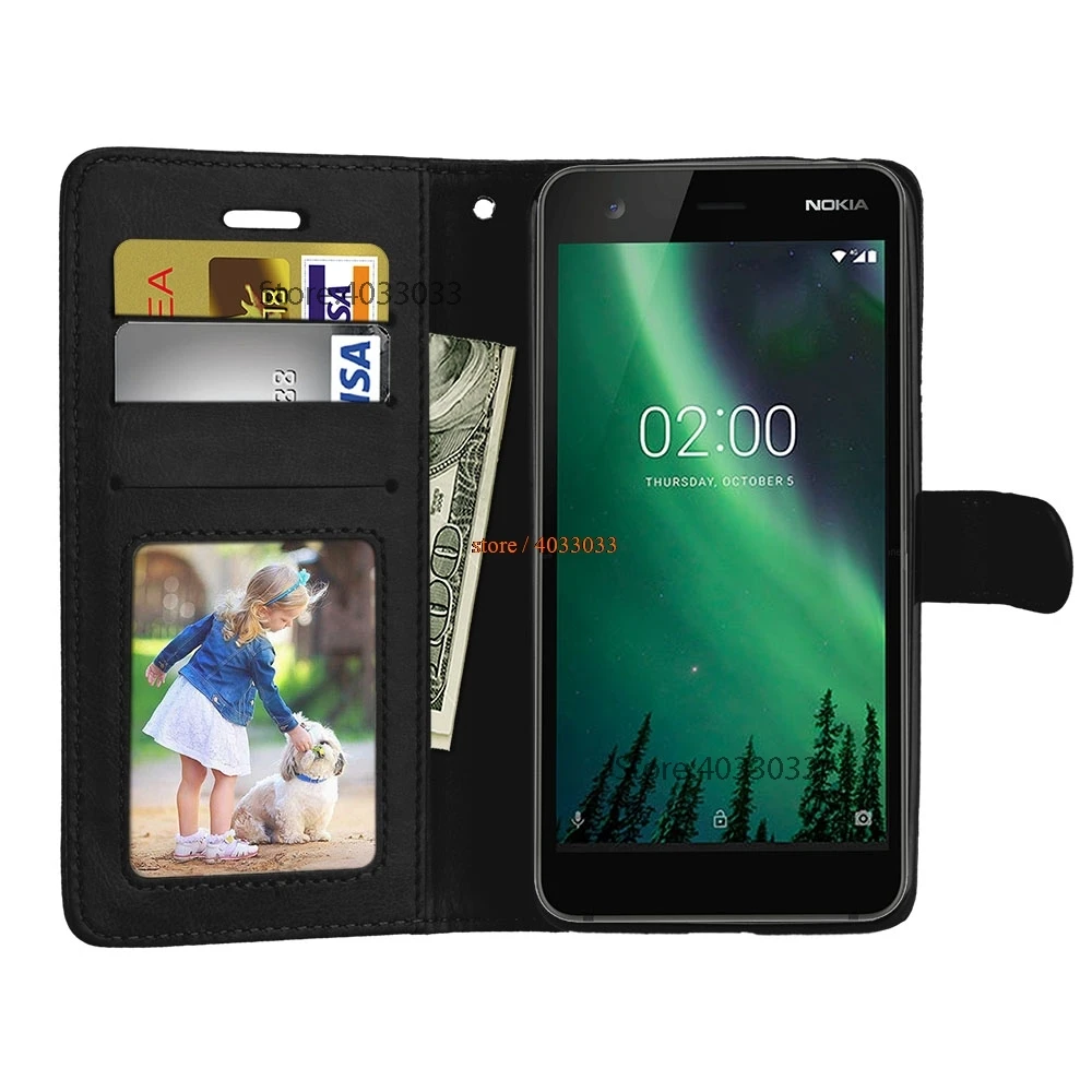 Чехол для Nokia 2 Dual TA 1035 1007 1029 Флип Стенд телефон Обложка Однотонная одежда из
