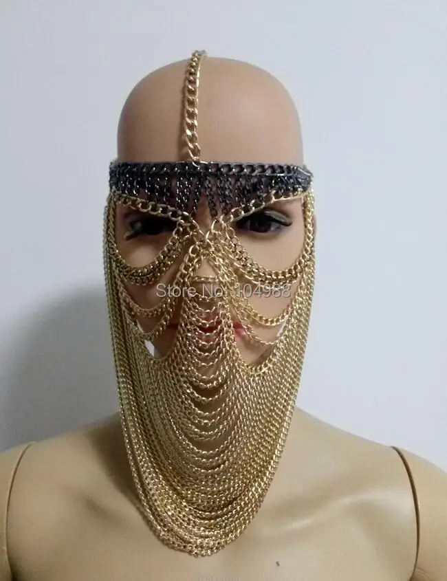 

New Arrival B742 Women Sexy Gray&Gold colour Chains Head Chains Jewelry Unique Design Layers Head Chains Jewelry