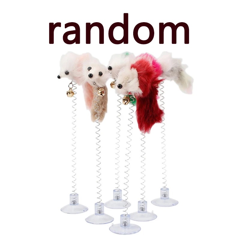 Color Random 1 шт. Лидер продаж Высокое качество забавные PetToy Cat игрушки присоски Весна плюшевые Мышь Забавный Кот игрушка 20X10 см - Цвет: Color Random