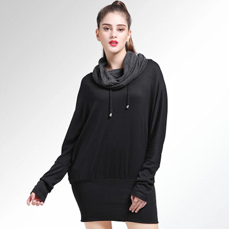 Fat Sister Large Size Women's 2019 Early Spring New Package Hip Dress Was Thin Trend Pure Color