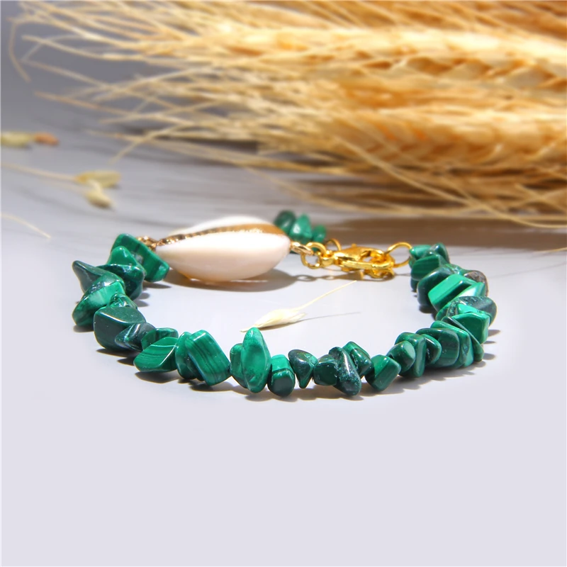 Crystal quartz beads bracelet for women female femme ladies trendy orange chuips Gravel Shell Charm Bracelet handmade | Украшения и