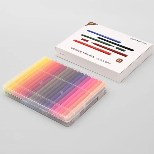 36pcs Xiaomi KACO ARTIST 36 цветов двойные кончики акварельные ручки живопись граффити арт Маркеры Набор для рисования нетоксичный безопасный детский подарок - Цвет: 36pcs