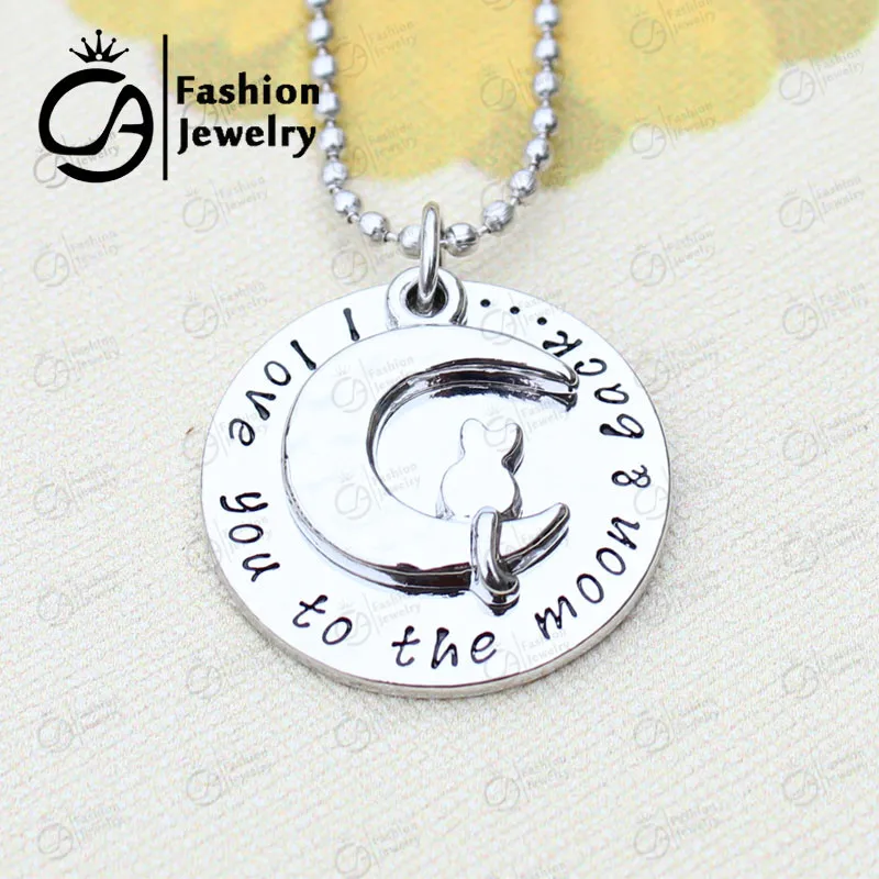 Я люблю тебя до Луны и назад посеребренный кулон ожерелье # LN1236|i love you|moon and backpendant