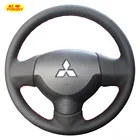 Чехлы рулевого колеса автомобиля чехол PONSNY для Mitsubishi Lancer-EX 2011 Outlander, авто прошитый вручную чехол из натуральной кожи