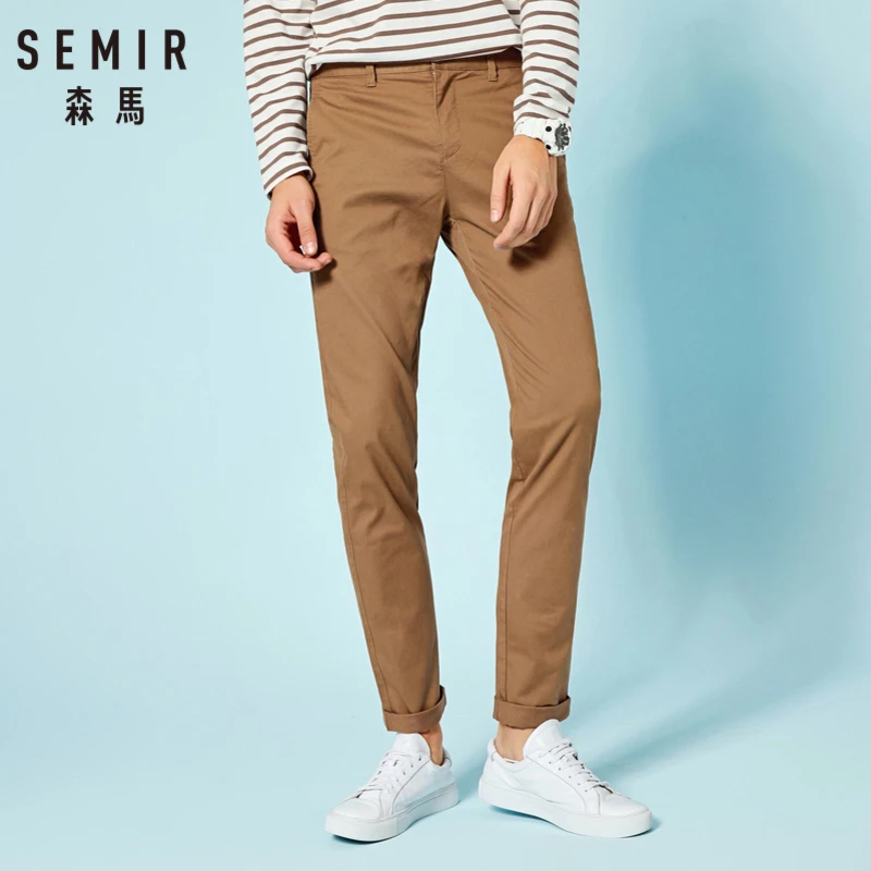 SEMIR Для мужчин хлопок мужские брюки Чинос Слим Фит узкие с боковыми карманами в