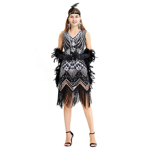 cps1267 black sliver Роскошное короткое вечернее платье с блестками и кисточками, винтажное индийское вечернее платье, экзотические Вечерние платья, халат de Soiree - Цвет: cps1267 black sliver