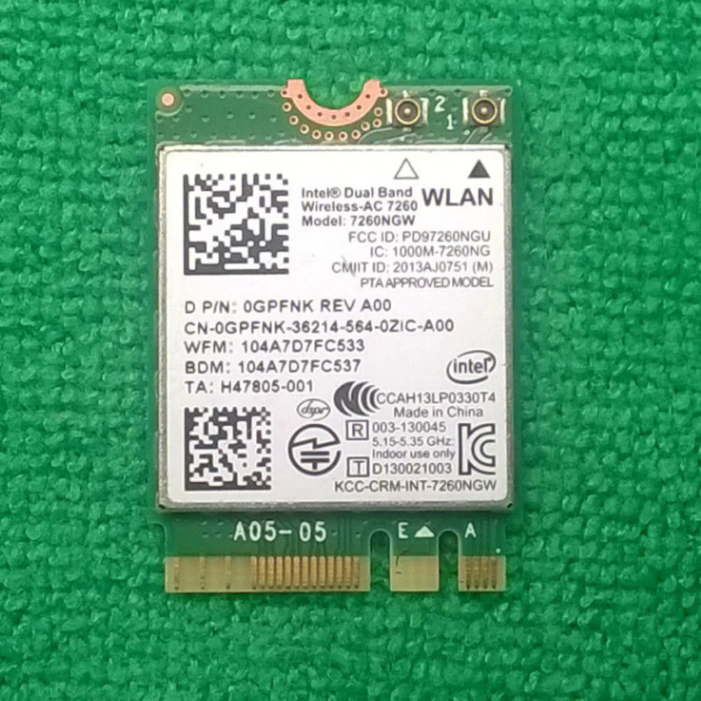 Intel Dual Band Wireless AC 7260 WiFi карта 7260NGW для Chromebook 11 3120 Series D P/N: 0GPFNK|intel dual band wireless-ac|dual wireless-ac