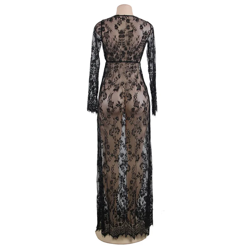 

Sexy Dress Erotic Long Sleeve Sexy Costumes Babydoll Woman Long Transparent Sexy Lace Lingerie Plus Size Erotic Clothing