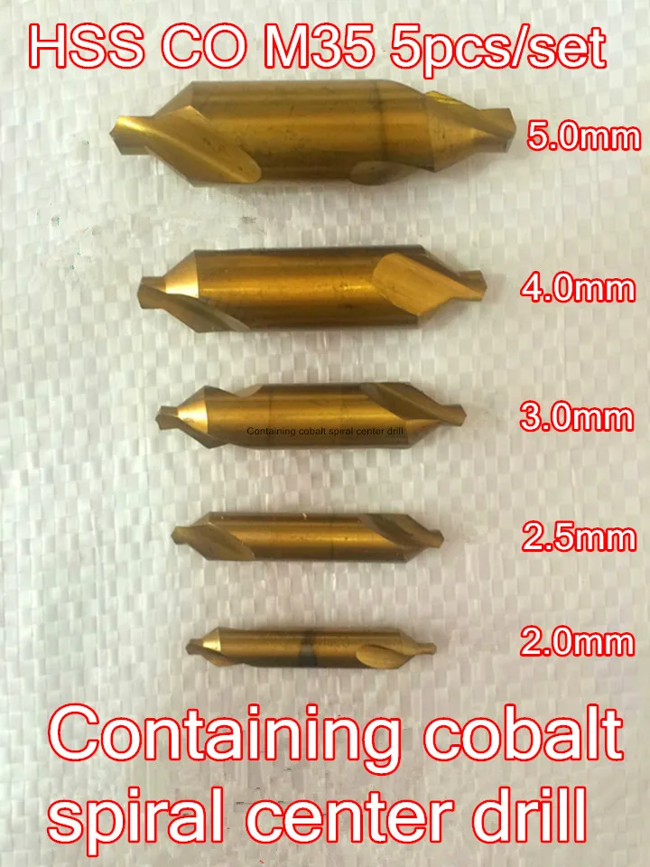 2.0*2 5*3 0*4 0*5 0 мм 5 шт. HSS CO M35 60 градусов содержащая кобальтовые спиральные сверла