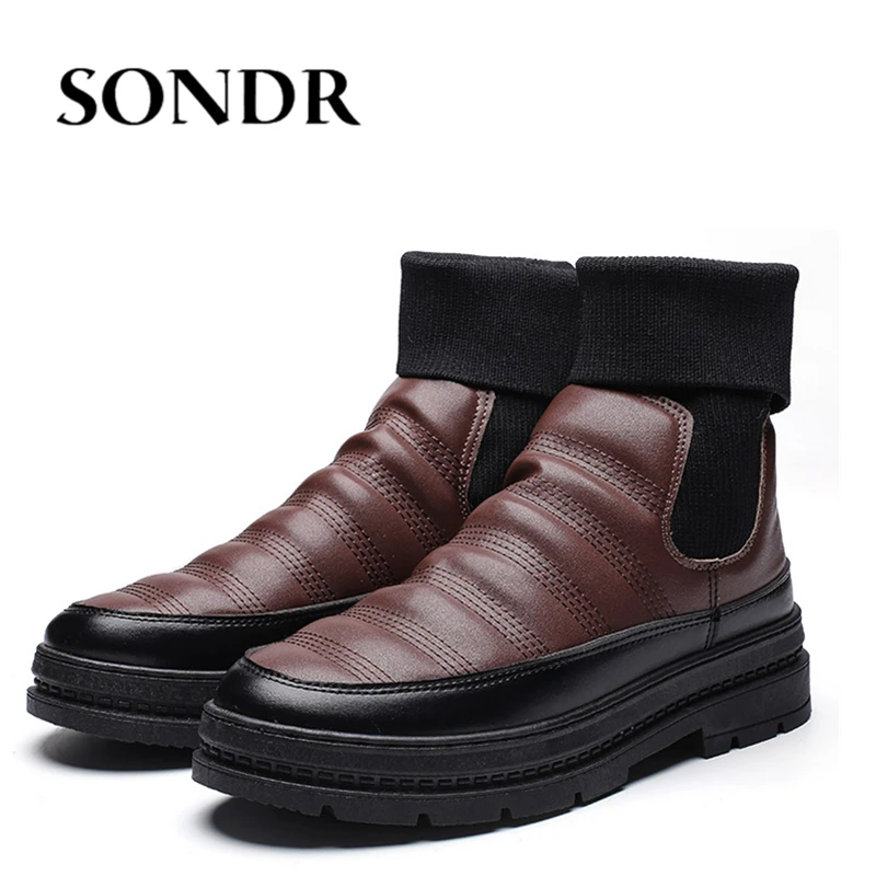 Зимние сапоги мужские зимние теплые ботильоны doc martins туфли без каблуков уличные