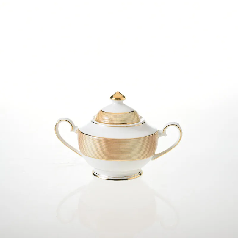 Sugar Bowl Европейский роскошный кофейный сервиз из золотого костяного фарфора, британский фарфоровый чайный сервиз, керамическая кружка, сахарница, сливочник, чайный горшок, вечерние стаканы - Цвет: Sugar Bowl