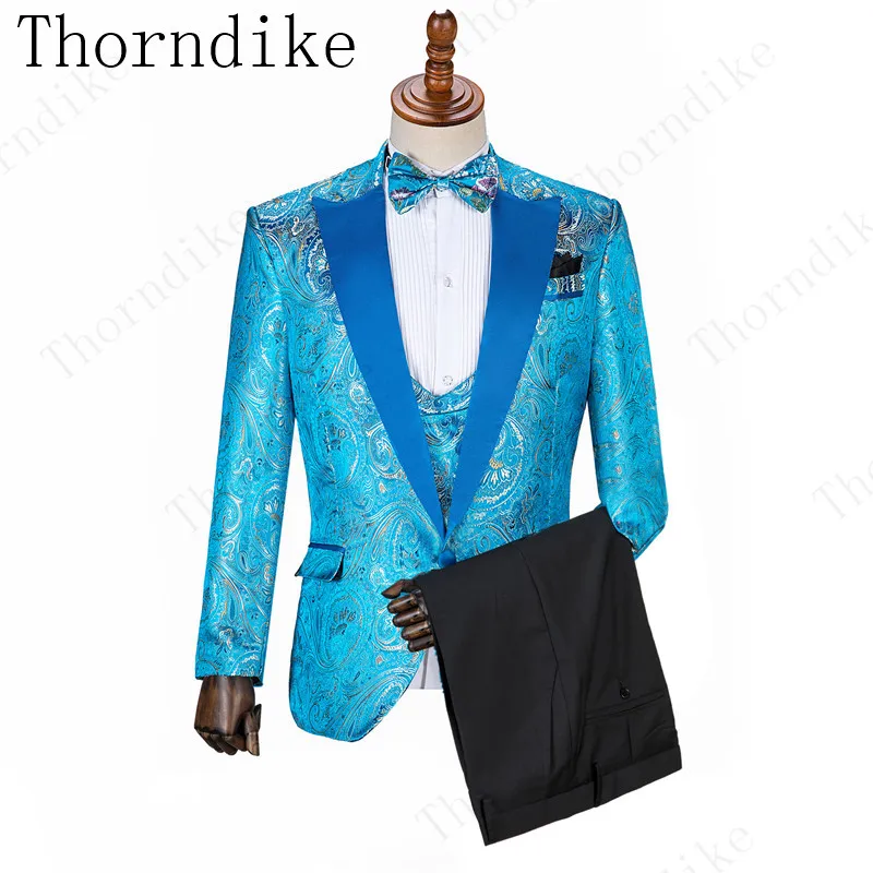 suits8 Thorndike костюм для мужчин последний Блейзер брюки VestDesigns светло-голубые Свадебные смокинги для мужчин Slim Fit Мужские костюмы с принтом брендовая одежда - Цвет: suits8