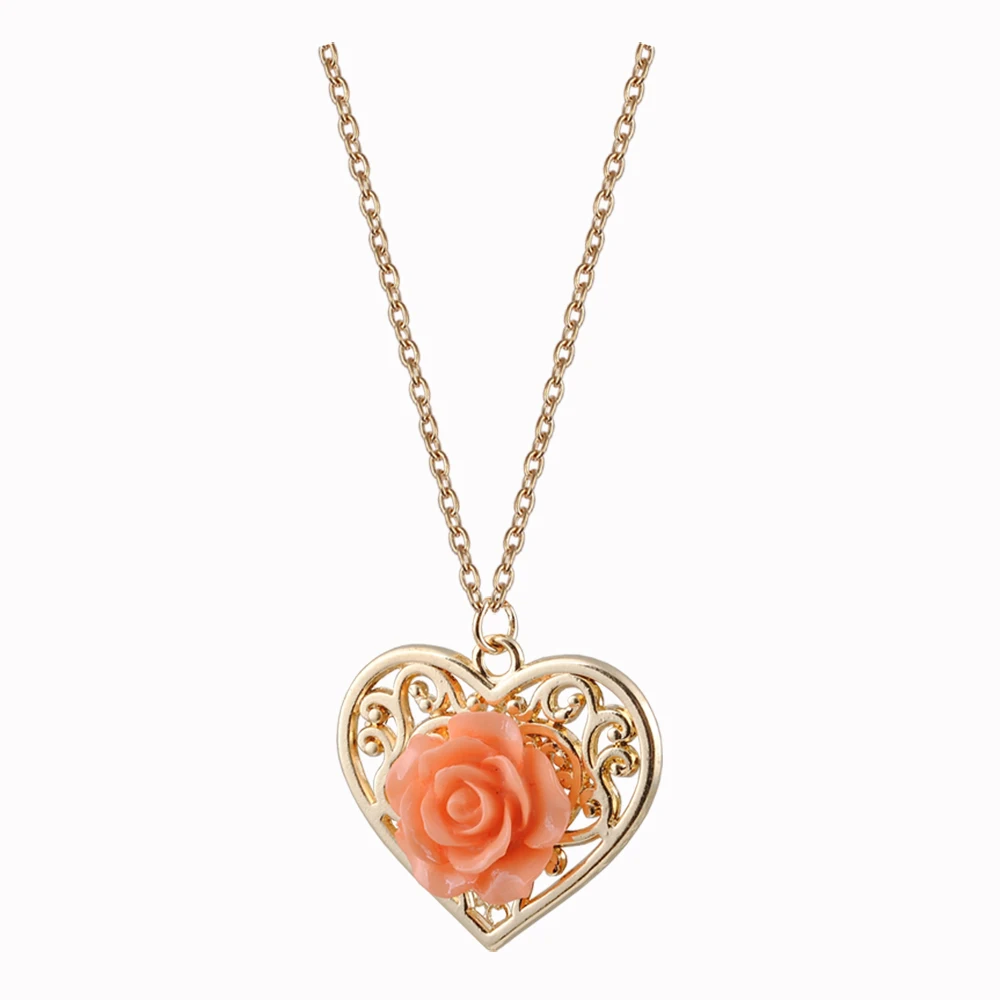 

The Latest Heart-Shaped Necklace Korean Female Hollow Pendant With Flower