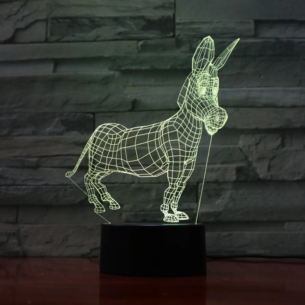 СВЕТОДИОДНЫЙ ночник в виде животного осла 3D моделирование смена Usb сенсорная