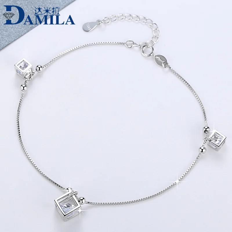 

Fashion 100% genuine S925 sterling silver squiare chain anklet foot chain silver 925 Anklets for women beach foot jewelry