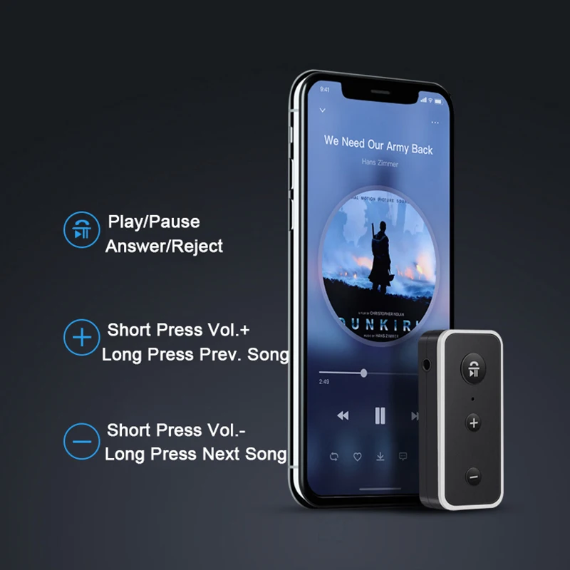 Rovtop Bluetooth 5 0 аудио приемник настоящий стерео динамик адаптер для автомобиля