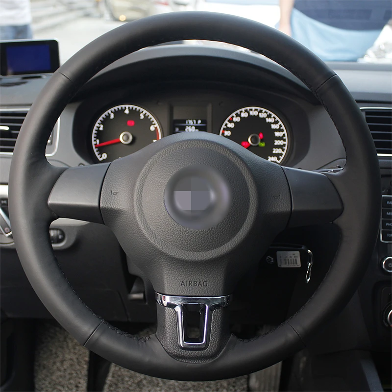 Чехол на руль из черной искусственной кожи для Volkswagen Golf 6 Mk6 VW Polo Sagitar Bora Santana Jetta