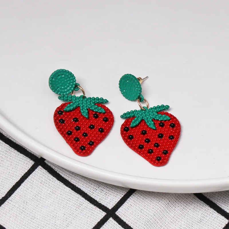 Pomlee Fashion Strawberry Banana Shaped Drop Earrings Women Elegant Fruits Cute Gifts Statement Earring Party Jewelry Wholesale | Украшения