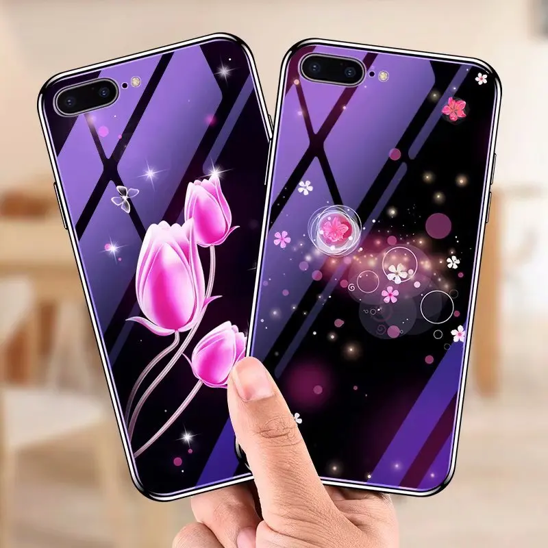 Чехол для Телефона iphone 7 плюс 8 plus X Площадь синий Стекло оболочки звезды Лось волк