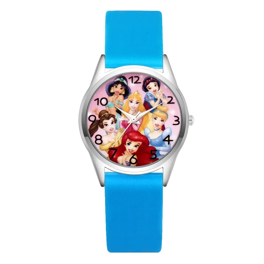 Sky Blue Мультфильм красивая девушка в стиле принцессы Детские часы Для женщин студенты девушки парни кварцевые мягкий силиконовый ремень наручные часы JC26 - Цвет: Sky Blue
