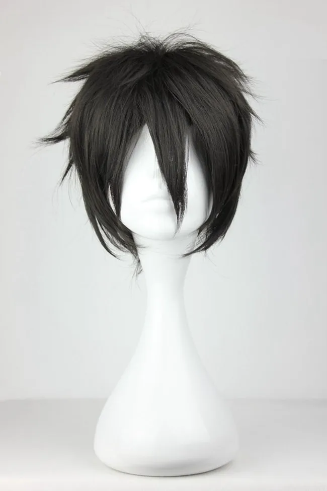 MCOSER 30 см короткие черные натуральные волосы Синтетические Полные парики высокотемпературные волокна волос WIG-586B