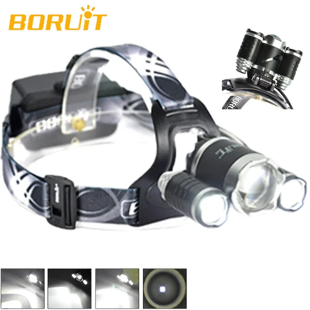 

B22 Headlamp HeadLamp Flashlight LED XM-L2+2XPE White Color Beam Cycling Linterna Frontal Headlight