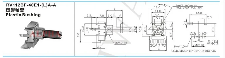 2PCS/LOT Taiwan ALPHA RK12 type potentiometer B50k with midpoint 23mm axis | Обустройство дома