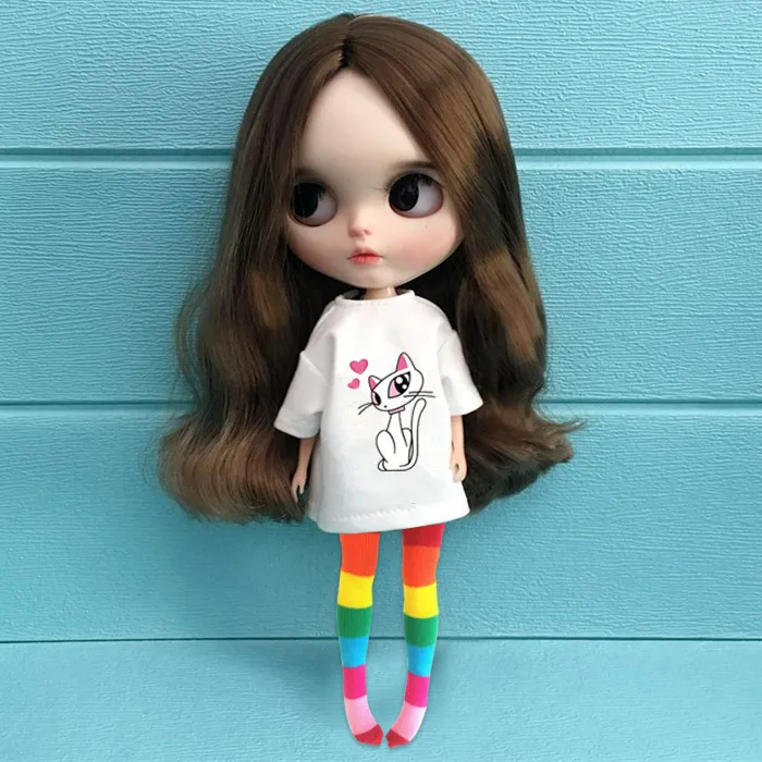 2 шт./компл. blyth Кукла Одежда картонная футболка + Радуга Чулки для pullip 30 см куклы