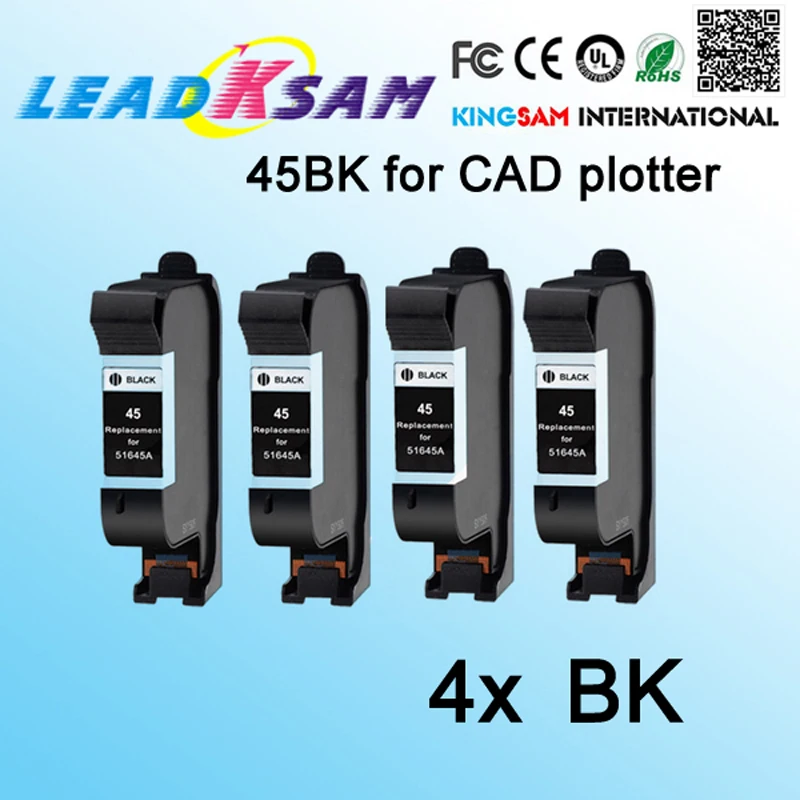 4х совместимый с hp45 45BK Картридж черными чернилами 51645A для CAD плоттера струйной