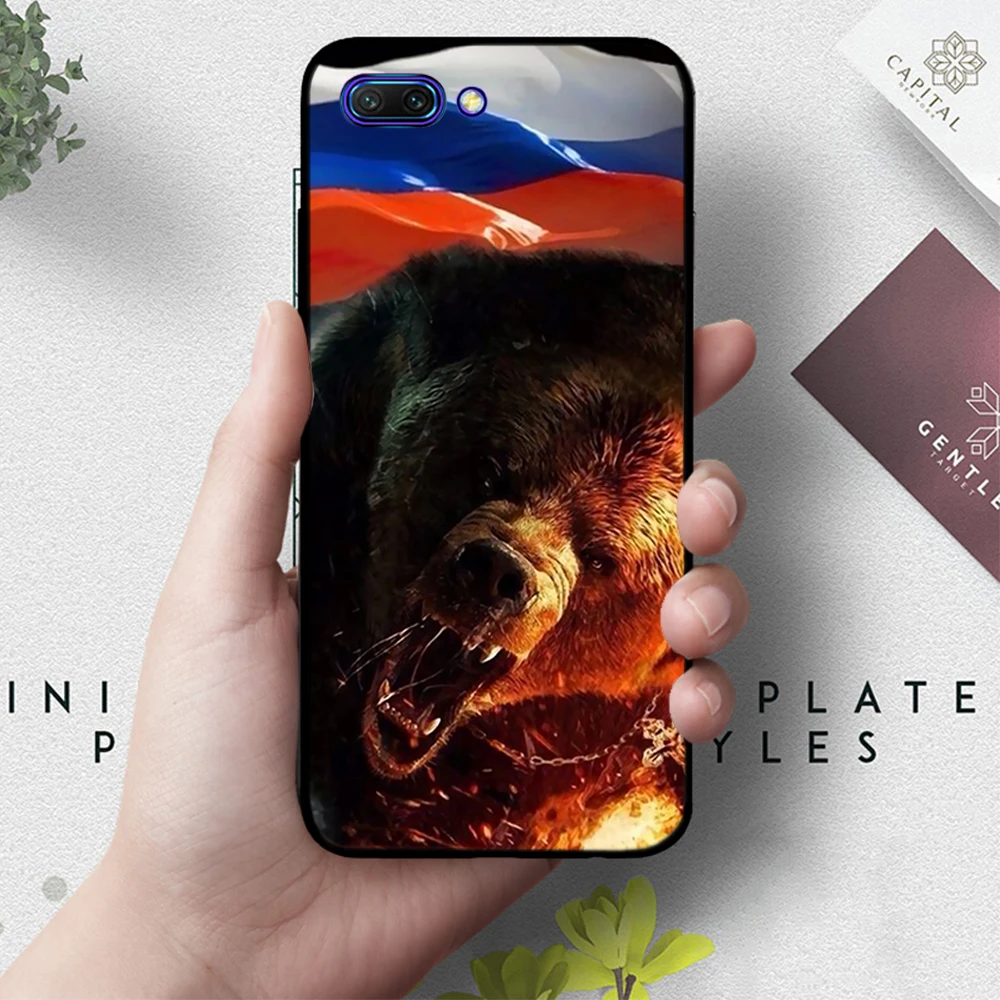 Русский силиконовый чехол с черным медведем для huawei honor 6A 7A Pro 7X8 Lite 8X 8C 9 Note 10 View 20 9X - Цвет: 10