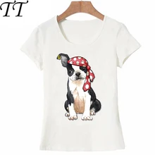 Прикольная Пиратская футболка Boston Terrier летняя Милая женская