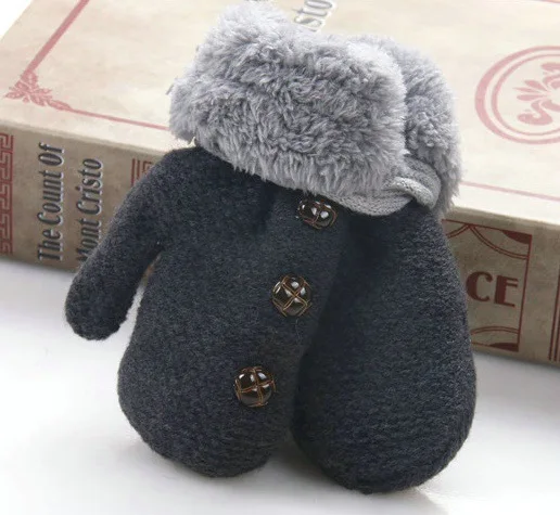 Children's Mittens Winter Wool Baby Boy Knitted Gloves Children Warm Cute Button Rope For 8M-3years | Детская одежда и обувь