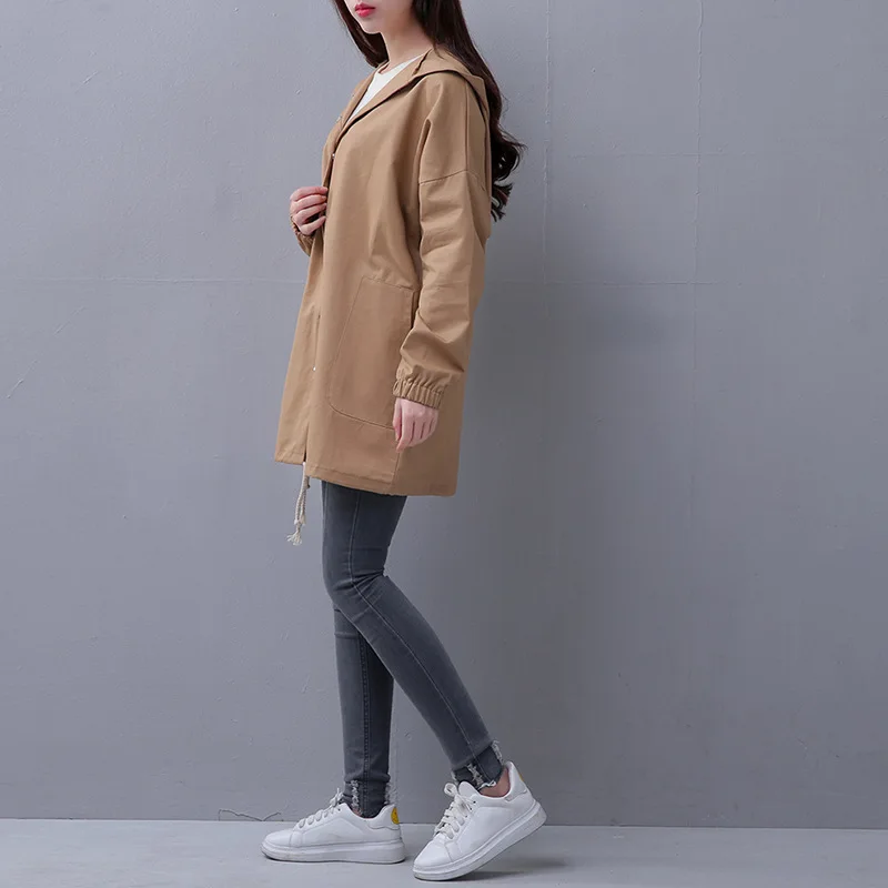 Yzeqi Весна для женщин куртка Drawstring Hem одежда с длинным рукавом пальто капюшоном
