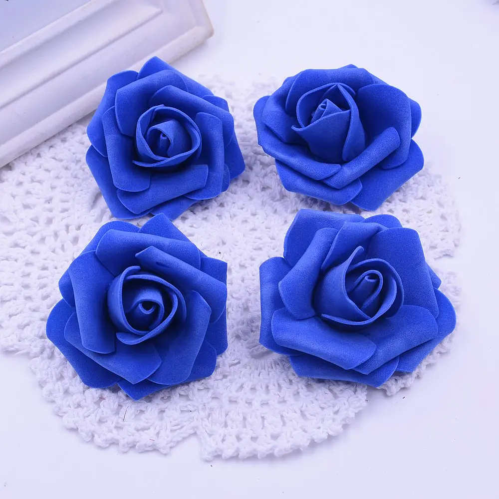Royal blue 10 шт./лот, дешево, 6 см, пена, искусственные цветы розы, голова для свадьбы, украшение автомобиля, сделай сам, декоративная роза, скрапбукинг, ремесло, Флорес - Цвет: Royal blue