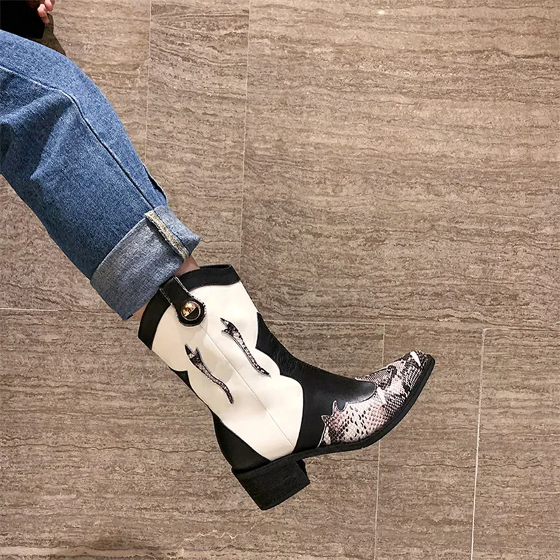 FEDONAS/модные женские сапоги до середины икры из натуральной кожи с принтом сезон