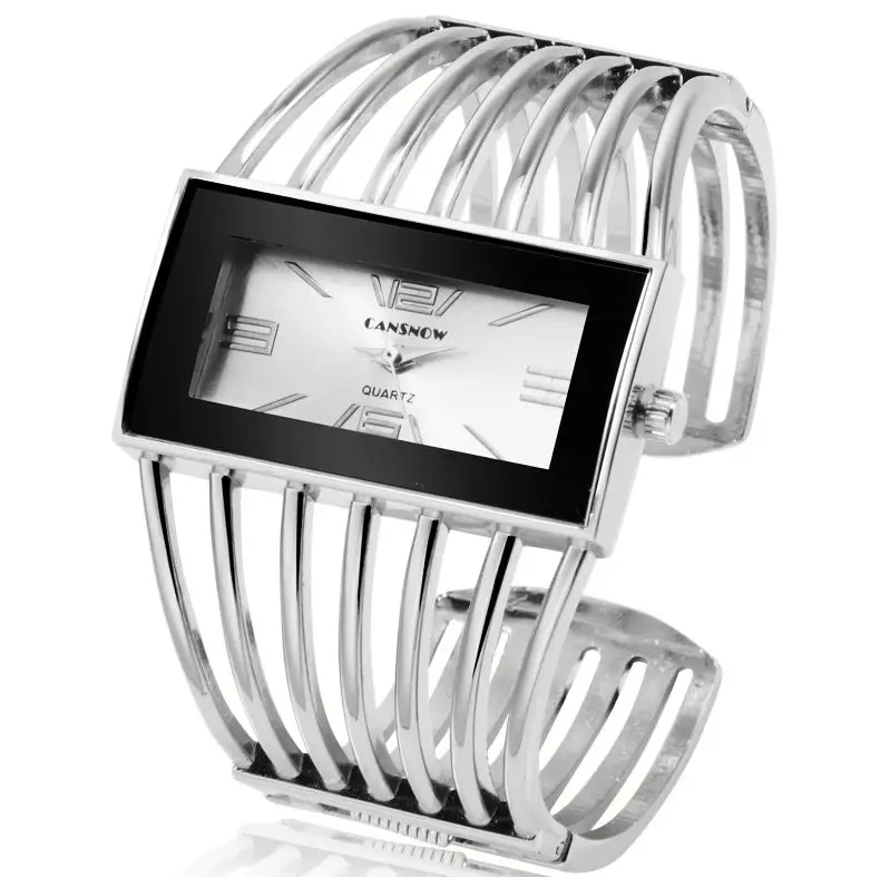 Нарукавная повязка NEUE из розового золота Uhr Einzigartige Damen Uhren Voller Stahl Armbanduhren frauen Uhren Uhr bayan kol saati - Цвет: Silver 2