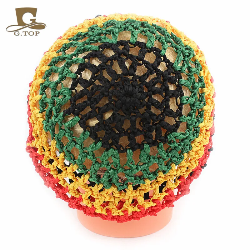 Новая модная детская сетка для волос Rasta Kufi вязаная крючком сетчатая шапка