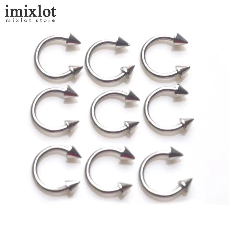 Imixlot 100pcs 1.0mm 18G Spike Cone Circulars Horseshoes Titanium Rivet Horseshoe Nose Ring Piercing Body Jewelry