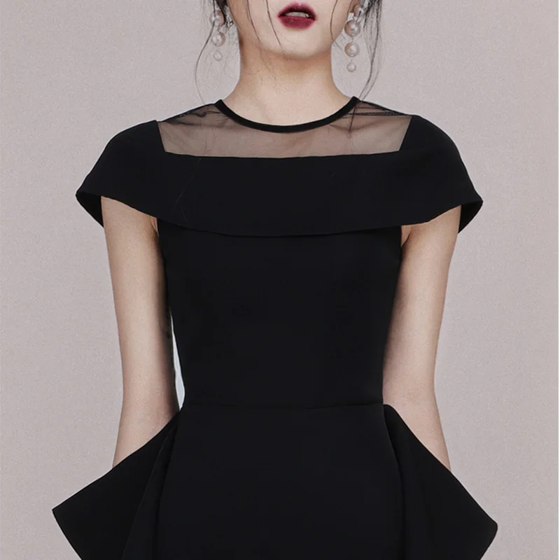 Женское Сетчатое мини платье Max Spri Черное вечернее трапециевидной формы с