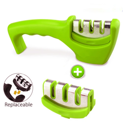 GREEN COLOR SET 3 В 1 Алмазный Керамический Нож Точилка для Стальных Ножей Керамические Ножи - Цвет: GREEN COLOR SET